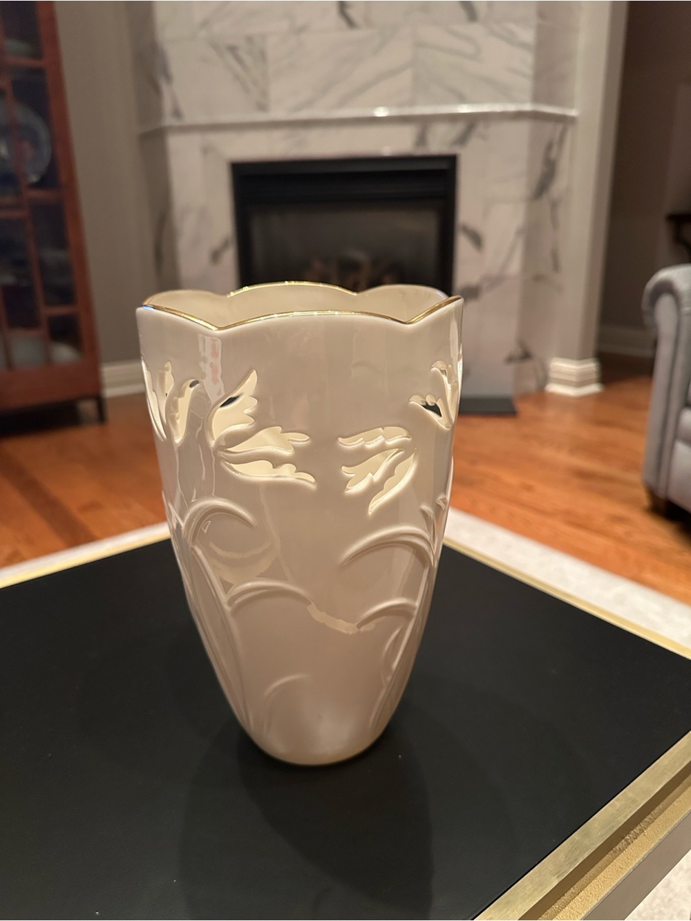 Elegant Lenox Floral Vase with Gold Rim